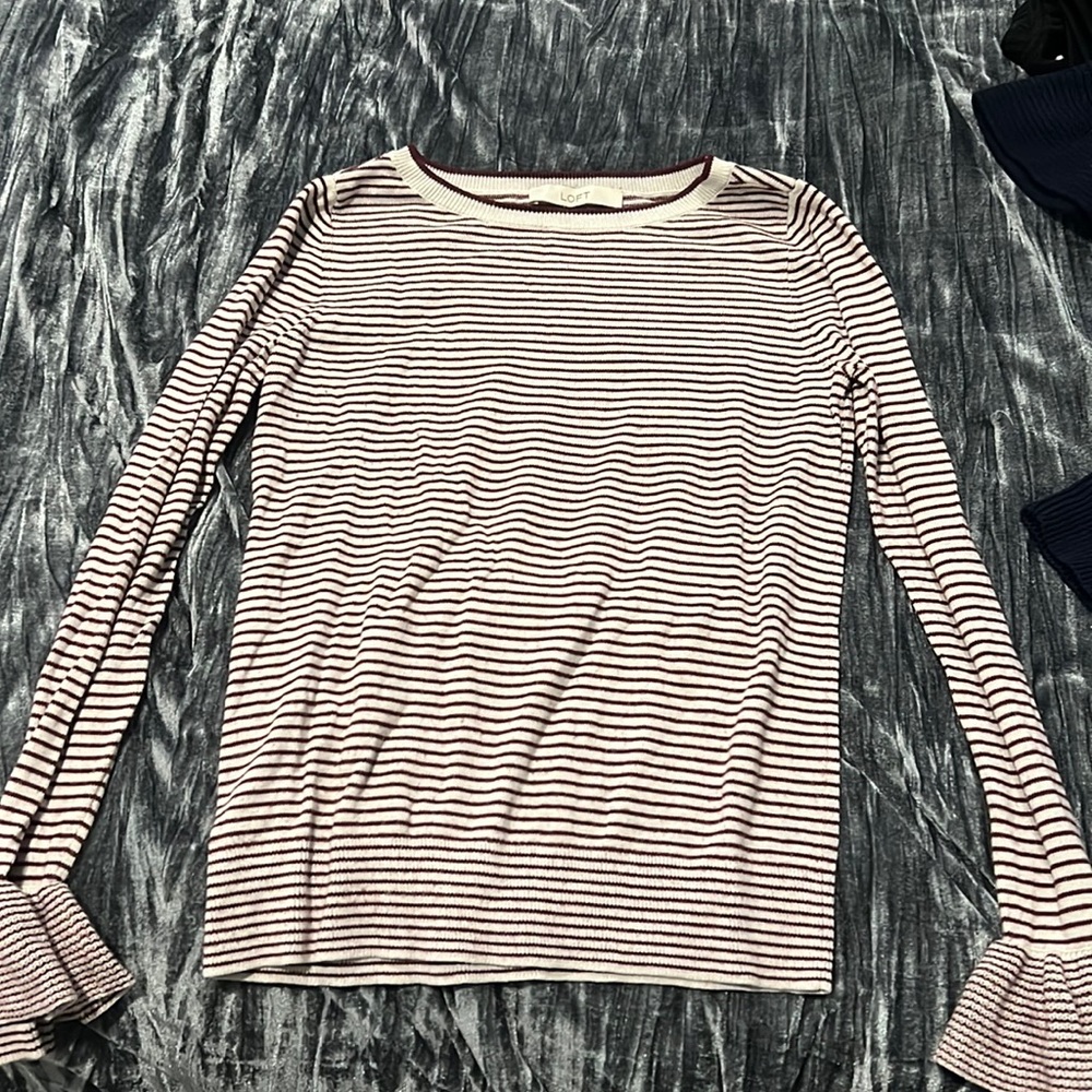 Striped sweater with sleeve details